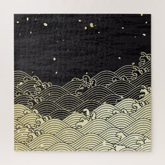 Goldene Welle, papierähnliche Textur. Puzzle (Vertikal)