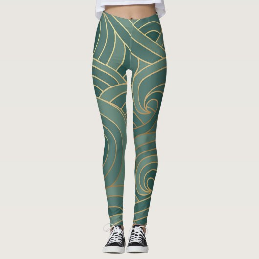 Goldene Welle: Traditioneller Orientalischer Luxus Leggings (Vorderseite)