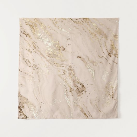 Goldene Wellen: Abstrakter Marmor Wandteppich (Vorderseite (Horizontal))