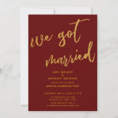 Goldene Wellen Wir Got Verheirateten Burgunder Rot Einladung (Vorderseite)