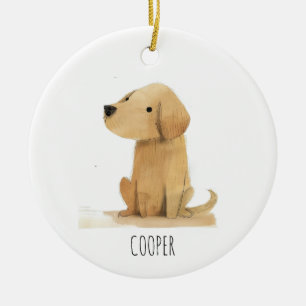 Goldene Welpe Keramik Ornament