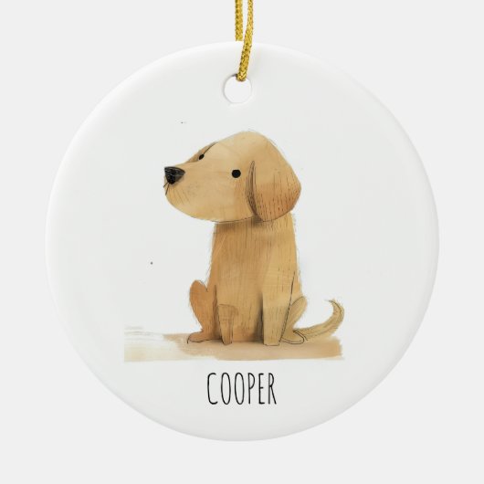 Goldene Welpe Keramik Ornament (Vorne)