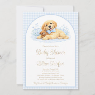 Goldene Welpen-Baby-Shower-Einladung für Jungen – Einladung