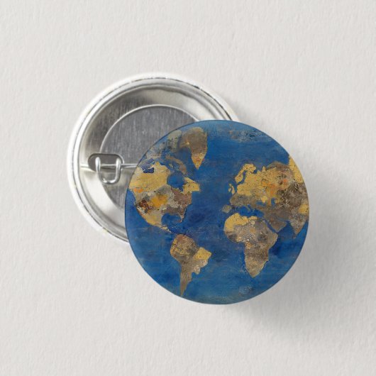 Goldene Welt Button (Vorne & Hinten)