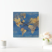 Goldene Welt Quadratische Wanduhr (Zuhause)