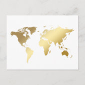 GOLDENE WELTKARTE GLOBUS Postkarte (Vorderseite)
