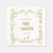 Goldene Whimsical Bläserbow Bärendusche Serviette (Vorderseite)