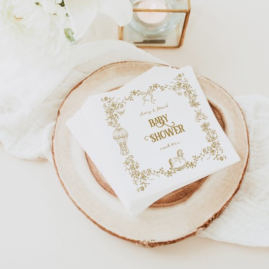 Goldene Whimsical Bläserbow Bärendusche Serviette