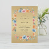 Goldene Whimsical Boho-Hochzeit Einladung (Stehend Vorderseite)