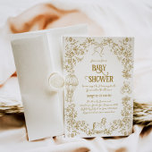Goldene Whimsical Floral Baby Dusche Einladung