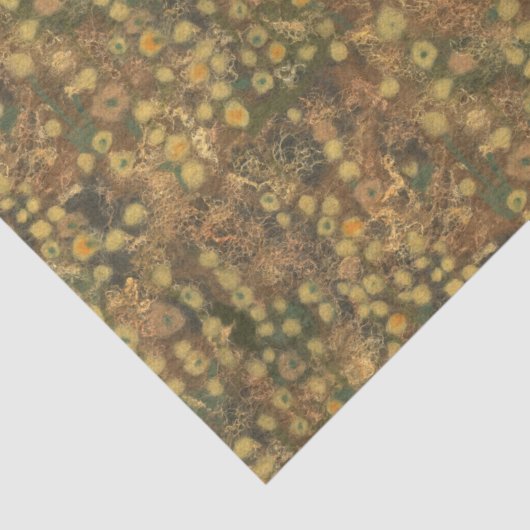 Goldene Wiese, abstrakte Blüte, olivgrün gelb Seidenpapier (Detail)