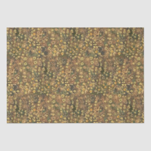 Goldene Wiese, abstrakte Blüte, olivgrün gelb Seidenpapier (Vorderseite)