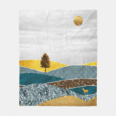 Goldene Wiese mit Bäumen und Hirschen Fleecedecke (Vorderseite)