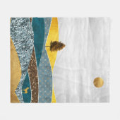 Goldene Wiese mit Bäumen und Hirschen Fleecedecke (Vorderseite (Horizontal))