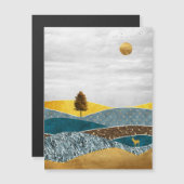 Goldene Wiese mit Bäumen und Hirschen Magnetkarte (Vorne/Hinten)