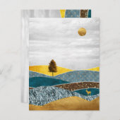 Goldene Wiese mit Bäumen und Hirschen Postkarte (Vorne/Hinten)