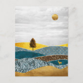 Goldene Wiese mit Bäumen und Hirschen Postkarte (Vorderseite)