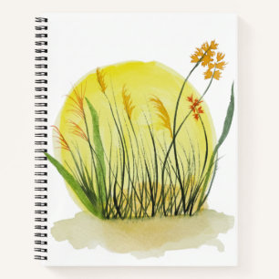 Goldene Wiesen-Wasserfarben-Kunst drucken Notizblock
