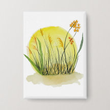 Goldene Wiesen-Wasserfarben-Kunststoffdruck