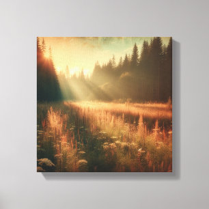 Goldene Wiesenruhe – Vintage-Leinwandkunst Leinwanddruck