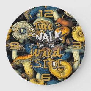 Goldene Wild Side Pilzuhr Große Wanduhr