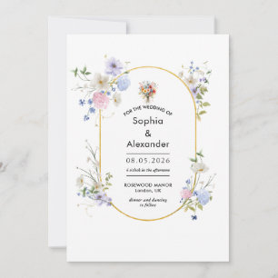 Goldene Wildblume Einladung zur Hochzeit