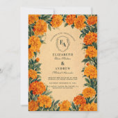 Goldene Wildblume Rustikales Thema Hochzeit im Her Einladung (Vorderseite)