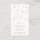 Goldene Wildblume Sketch Feminine Beruflich Visitenkarte (Rückseite)