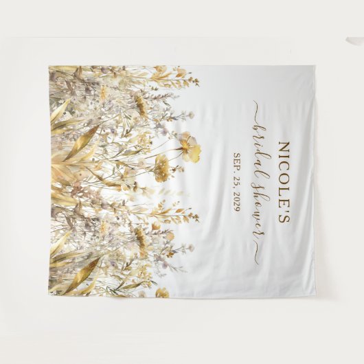 Goldene Wildblumen fallen Brautparty Hintergrund Wandteppich (Vorderseite (Horizontal))