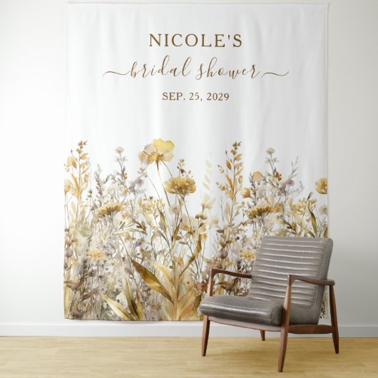 Goldene Wildblumen fallen Brautparty Hintergrund Wandteppich (Beispiel)