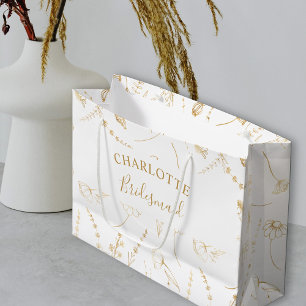 Goldene Wildblumen-Skizze Brautparty Dankeschön Große Geschenktüte