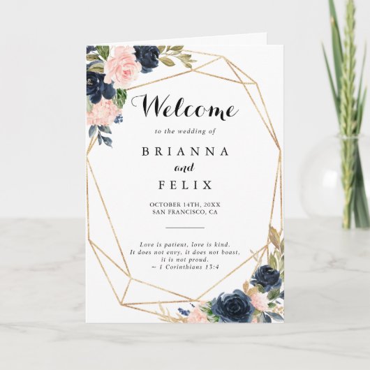 Goldene Winter-Floral-Hochzeit Programm (Vorderseite)