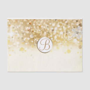 Goldene Winter-Sparkling-Lichter Monogramm Buchsta Seidenpapier