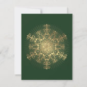 Goldene Winterhochzeit mit Schneeflocken Save the  Date (Rückseite)