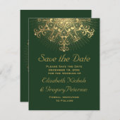 Goldene Winterhochzeit mit Schneeflocken Save the Save The Date (Vorne/Hinten)