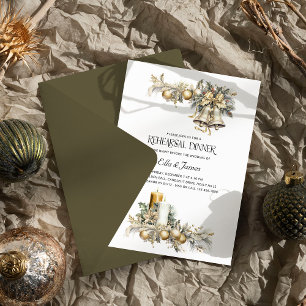Goldene Winterhochzeitsprobe-Dinner mit Holly Bell Einladung