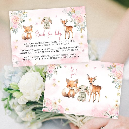 Goldene Wintermädchenbücher für die Babybuchkarte Begleitkarte