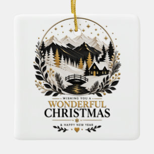 Goldene Winterschatten 1 Keramikornament