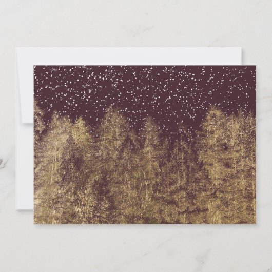 Goldene Winterschnee-Bordeaux-Probe Einladung (Rückseite)