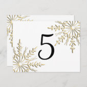 Goldene Winterschneeflocken auf weißer Tischnummer (Vorne/Hinten)