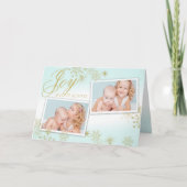 Goldene Winterschneeflocken Foto Feiertagskarte (Vorderseite)