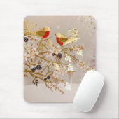 Goldene Winterschneevögel Weihnachten Mousepad (Mit Mouse)