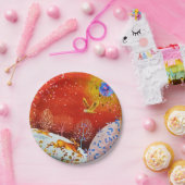 Goldene Winterwaldkaninchen Owl Wasserfarbe Pappteller (Party)