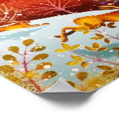 Goldene Winterwaldkaninchen Owl Wasserfarbe Poster (Ecke)