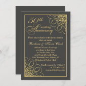 Goldene Wirbel 50. Hochzeitstag Einladung (Vorne/Hinten)
