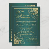 Goldene Wirbel 50. Hochzeitstag Foto Einladung (Vorne/Hinten)