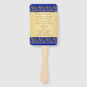 Goldene Wirbel auf dem königsblauen Hochzeitsprogr Fächer (Vorderseite)