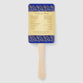 Goldene Wirbel auf dem königsblauen Hochzeitsprogr Fächer (Rückseite)