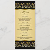 Goldene Wirbel auf der Black Wedding Menu Card Menükarte (Vorderseite)