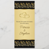 Goldene Wirbel auf der Black Wedding Menu Card Menükarte (Rückseite)
